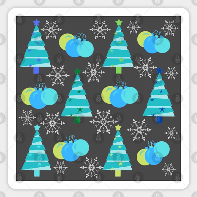 Christmas Trees Ornaments and Snowflakes Pattern Sticker by Orchyd